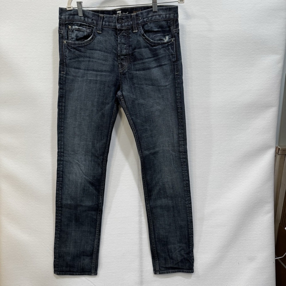 7 For All Mankind Jared Mens Slim Straight Jeans Dark Wash Button Fly 33 USA